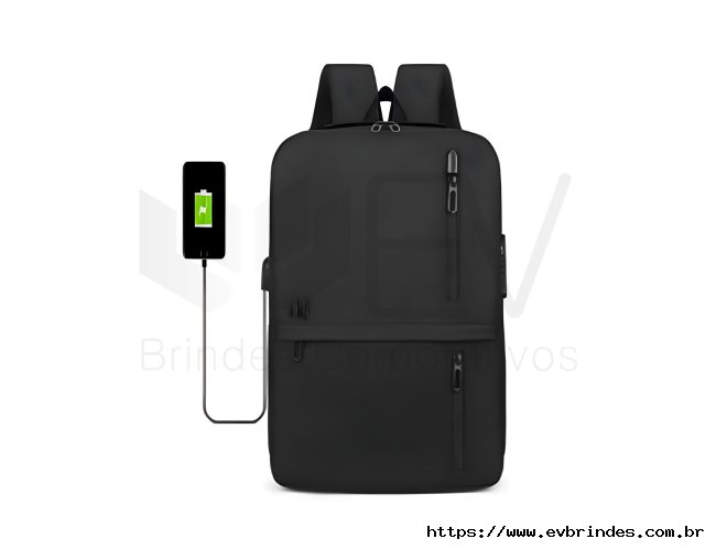 Mochila Executiva USB Impermevel Cadeado para Notebook com 3 Bolsos